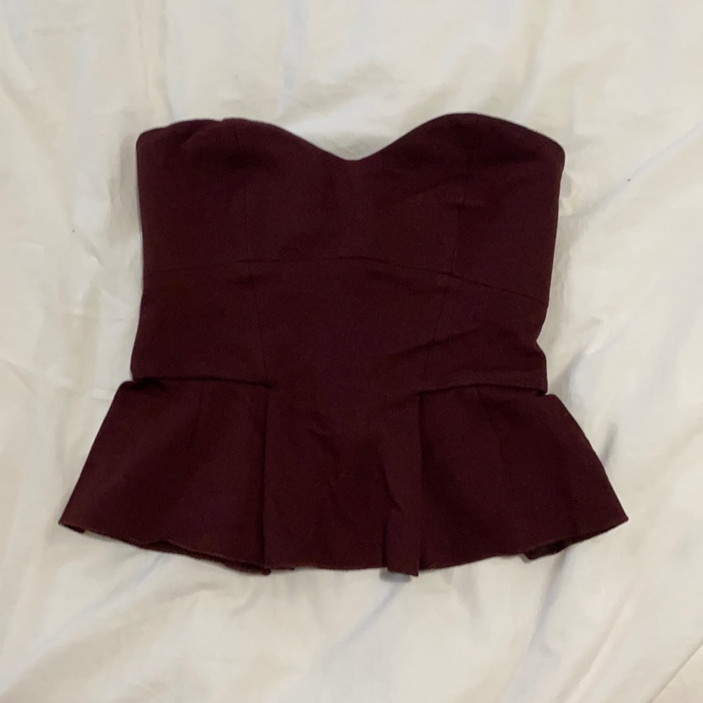 Maroon Babaton Graeme peplum bustier